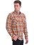 Turuncu Slim Fit Kareli 100% Pamuklu Düğmeli Yaka Uzun Kollu Casual Gömlek 3