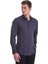 Lacivert Slim Fit Baskılı 100% Pamuklu Slim Yaka Uzun Kollu Baskılı Casual Gömlek 3