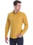 Hardal Slim Fit Düz 100% Pamuklu Düğmeli Yaka Uzun Kollu Klasik Gömlek 3