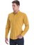 Hardal Slim Fit Düz 100% Pamuklu Düğmeli Yaka Uzun Kollu Klasik Gömlek 4