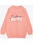 Kız Çocuk Sweatshirt Yaldızlı Yazı Baskılı 6-12 Yaş, Somon 1