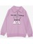 Kız Çocuk Sweatshirt Magıc Yazı Baskılı Yarım Fermuarlı Polo Yaka 8-14 Yaş, Lila 1