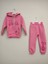 Barbie Yazılı Kapüşonlu Şardonlu Sweatshirt Eşofman Altı 2li Kız Çocuk Takım 1