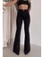 Vanessa Yüksek Bel Likralı Simsiyah Ispanyol Flare Jeans Pantolon 3