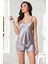 Kadın 438 Saten Dantelli Şort Babydoll Takım 2