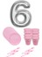 8 Tabak 8 Bardak 8 Çatal ( Pembe ) Rakam Folyo Balon 6 Yaş ( Gümüş Gri ) 1