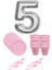 8 Tabak 8 Bardak 8 Çatal ( Pembe ) Rakam Folyo Balon 5 Yaş ( Gümüş Gri ) 1