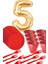 8 Tabak 8 Bardak 8 Çatal ( Kırmızı ) Rakam Folyo Balon 5 Yaş ( Gold Altın Sarısı ) 1