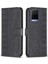 Vivo Y21 / Y21S / Y33S Telefon Kılıfı Pu Deri Izgara Deseni Baskılı Kapak Stand Cüzdan Kabuğu (Yurt Dışından) 1