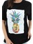 Bisiklet Yaka Ananas Baskılı Süprem T-Shirt - Siyah 4