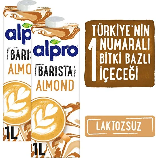 Alpro Barista Badem Sütü 2 x 1 lt Laktozsuz Bitkisel Vegan Süt