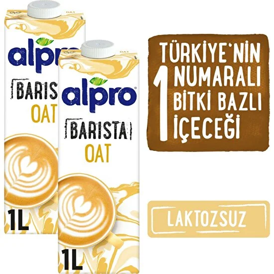 Alpro Barista Yulaf Sütü 2 x 1 lt Laktozsuz Bitkisel Vegan Süt