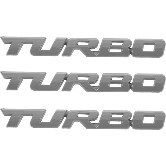 Sunshinee 3x Turbo Evrensel Araba Motosiklet Oto 3D Metal Amblem Rozet Çıkartma Etiket, Gümüş (Yurt Dışından)