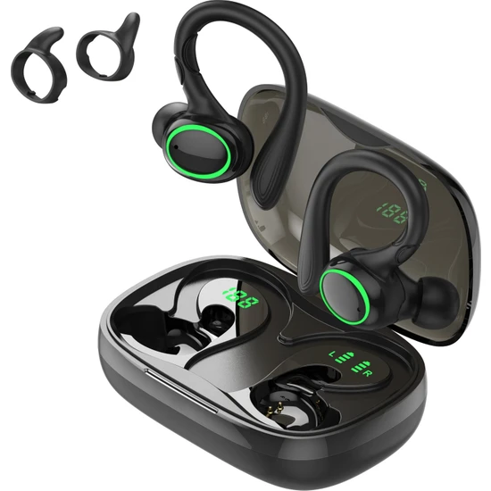 Bkyiutyx Spor Bluetooth Kulaklık Süper Uzun Bekleme Tws Kulağa Monte Dijital Ekran Su Geçirmez Akıllı Gürültü Önleyici Kablosuz Kulaklık Büyük Pil (Yurt Dışından)
