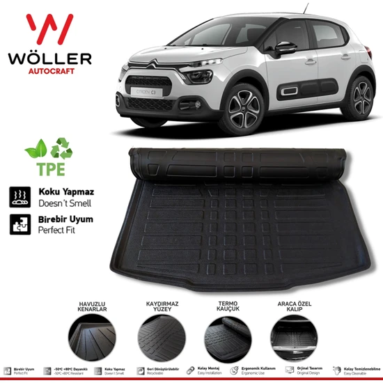 Wöller Citroen C3 Bagaj Havuzu 2017 Sonrası 3D Wöller Ultraflex Esnek