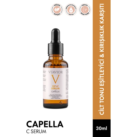 Capella C Vitamini Cilt Serumu Vegan Aydınlatıcı Ton Eşitleyici Leke Karşıtı 30ml (20% Vitamin C)