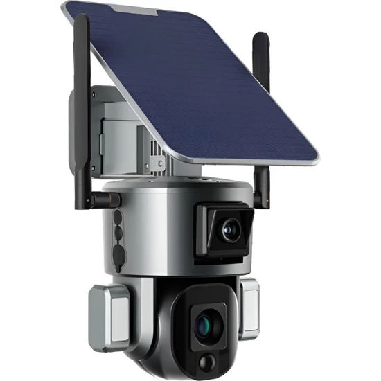 Wificam Plus 4g Solar Kamera 4K 8mp Çift Lensli Hareket Takipli 10X Zoom Ptz Kamera
