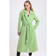 Sense Yırtmaç Detaylı Kuşaklı Uzun Kaşe Kaban | KBN34637