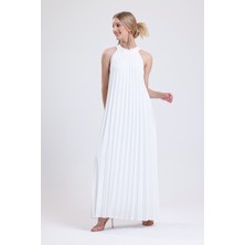 Astarlı Piliseli Uzun Abiye Desenli  Şifon Elbise | ELB3512