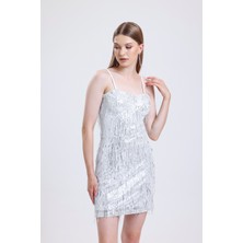 Sense Payet Abiye Elbise Elb35119 Silver