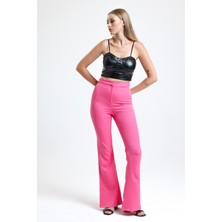 Sense Ispanyol Paça Fermuarlı  Cepli Hürrem Pantolon | PNT35010 Şeker Pembe