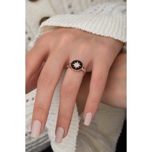 Sinsirella Lazer Mineli Nano Zirkon Taşlı Rose Gald Kaplama 925 Ayar Gümüş Yüzük