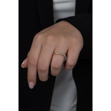 Sinsirella Gümüş Prenses Yüzük Renkli Taşlı Ayarlanabilir Ölçü. Rose Gold Kaplama 925 Ayar Gümüş Yüzük