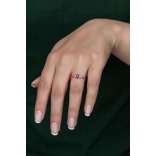 Sinsirella Gümüş Prenses Yüzük Renkli Taşlı Ayarlanabilir Ölçü. Rose Gold Kaplama 925 Ayar Gümüş Yüzük
