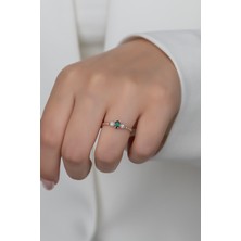 Sinsirella Gümüş Prenses Yüzük Renkli Taşlı Ayarlanabilir Ölçü. Rose Gold Kaplama 925 Ayar Gümüş Yüzük