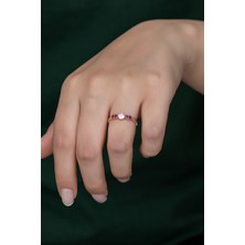 Sinsirella Gümüş Prenses Yüzük Renkli Taşlı Ayarlanabilir Ölçü. Rose Gold Kaplama 925 Ayar Gümüş Yüzük