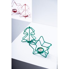 FH finehome Relly Yıldız Çam Tealight Mumluk Yeşil