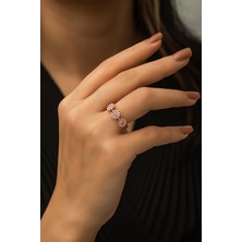 Sinsirella Papatya Ahengi Üç Sıra Yüzük Rose Gold Kaplama 925 Ayar Gümüş