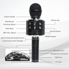 Aqqogib Çocuklar Için Karaoke Mikrofonu, LED Işıklı Bluetooth Kablosuz Mikrofon, Kız Erkek Yetişkinler Için Taşınabilir El Karaoke Mikrofon Hoparlör Makinesi (Siyah) (Yurt Dışından)