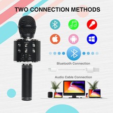 Aqqogib Çocuklar Için Karaoke Mikrofonu, LED Işıklı Bluetooth Kablosuz Mikrofon, Kız Erkek Yetişkinler Için Taşınabilir El Karaoke Mikrofon Hoparlör Makinesi (Siyah) (Yurt Dışından)