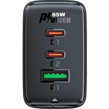 Acefast Duvar Şarj Cihazı Type-C ve USB Çıkış PD65W Telefon ve Tablet Fast Charge Wall Charger Gan Hızlı Şarj Başlığı (2xusb-C + Usb-A) Eu A41