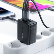 Acefast Duvar Şarj Cihazı Type-C ve USB Çıkış PD65W Telefon ve Tablet Fast Charge Wall Charger Gan Hızlı Şarj Başlığı (2xusb-C + Usb-A) Eu A41