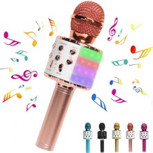 Aqqogib Çocuklar Için Karaoke Mikrofonu, LED Işıklı Bluetooth Kablosuz Mikrofon, Kız Erkek Yetişkinler Için Taşınabilir El Karaoke Mikrofon Hoparlör Makinesi (Gül Pembesi) (Yurt Dışından)