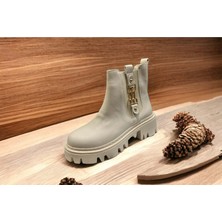 New Optimal Kadın Postal Bot Zincir Detaylı - Krem - 38