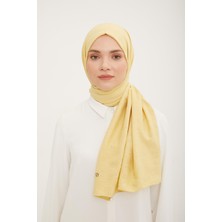 Armine Geometrik Desen Pamuksu Dokulu Jazz Şal Soft Sarı