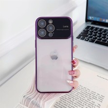 Pointtech Apple iPhone 15 Kamera Lens Korumalı Kenarı Renkli Luxury Şeffaf Kılıf Mor