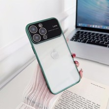 Pointtech Apple iPhone 15 Pro Kamera Lens Korumalı Kenarı Renkli Luxury Şeffaf Kılıf Yeşil