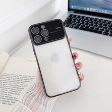 Pointtech Apple iPhone 15 Pro Max Kamera Lens Korumalı Kenarı Renkli Luxury Şeffaf Kılıf Siyah