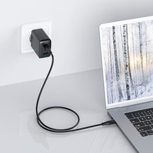 Acefast Duvar Şarj Cihazı Usb-C 65W + Usb-C 20W + Usb-A 18W Çıkış Fast Charge Wall Charger Type-C PD65W (2xusb-C+1xusb-A) Eu A13 Siyah Renk