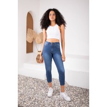 Jeany Jeans Vanessa Yüksek Bel  Slim/mom Jeans Pantolon 36 - Koyu Mavi