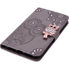 Seashell Digital Baykuş Izi Rhinestone Dekor Deri Telefon Kapağı Samsung Galaxy A31-BROWN (Yurt Dışından)