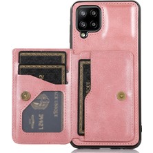 Seashell Digital [dahili Manyetik Metal Sac] Koruyucu Kart Tutucular Pu Derlım Pc Tpu Hibrid Telefon Kılıfı Samsung Galaxy A12-ROSE Altın (Yurt Dışından)