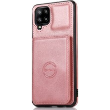 Seashell Digital [dahili Manyetik Metal Sac] Koruyucu Kart Tutucular Pu Derlım Pc Tpu Hibrid Telefon Kılıfı Samsung Galaxy A12-ROSE Altın (Yurt Dışından)