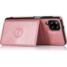 Seashell Digital [dahili Manyetik Metal Sac] Koruyucu Kart Tutucular Pu Derlım Pc Tpu Hibrid Telefon Kılıfı Samsung Galaxy A12-ROSE Altın (Yurt Dışından)