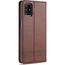 Seashell Digital Samsung Galaxy M51-COFFEE Için Otomatik Emilmiş Manyetik Stand Cüzdan Deri Mobil Kabuk Kılıfı (Yurt Dışından)