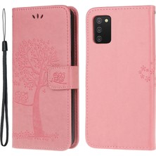 Seashell Digital Baskı Ağacı Baykuş Desen Cüzdan Stand Samsung Galaxy A03S (166.5 x 75.98 x 9.14MM) Için Kayışlı Deri Telefon Kasası Kabuk -Pink (Yurt Dışından)